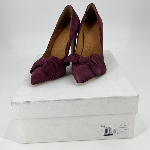 IRO Escaknot Pumps Shoes Purple Suede Bow Pointed Toe High Heel US 7, EU 38 NEW - Picture 3 of 6